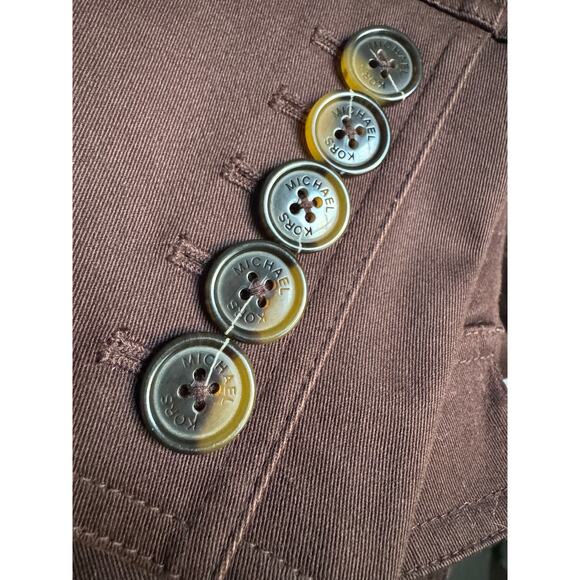 Michael Kors Women's Large Brown Military Style Jacket Button Down Collar - Picture 4 of 5